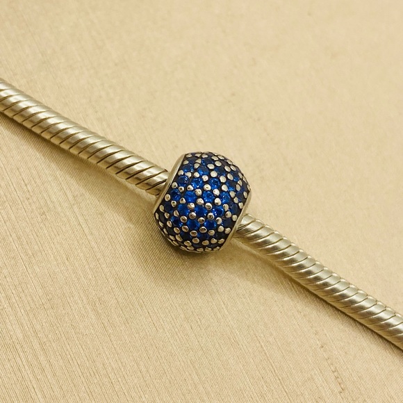 EUC Pandora 791051NCB Sterling Silver Pave Lights Charm w/ Blue Nano Crystal - Picture 9 of 13
